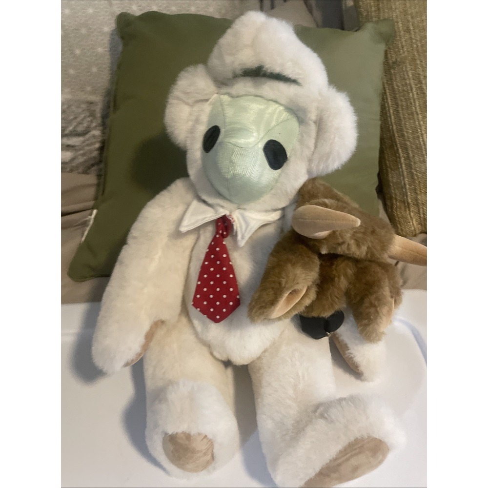 VTG Vermont Teddy Bear Velvet Alien Face Complete w/ Bull Horn 16" PERFECT